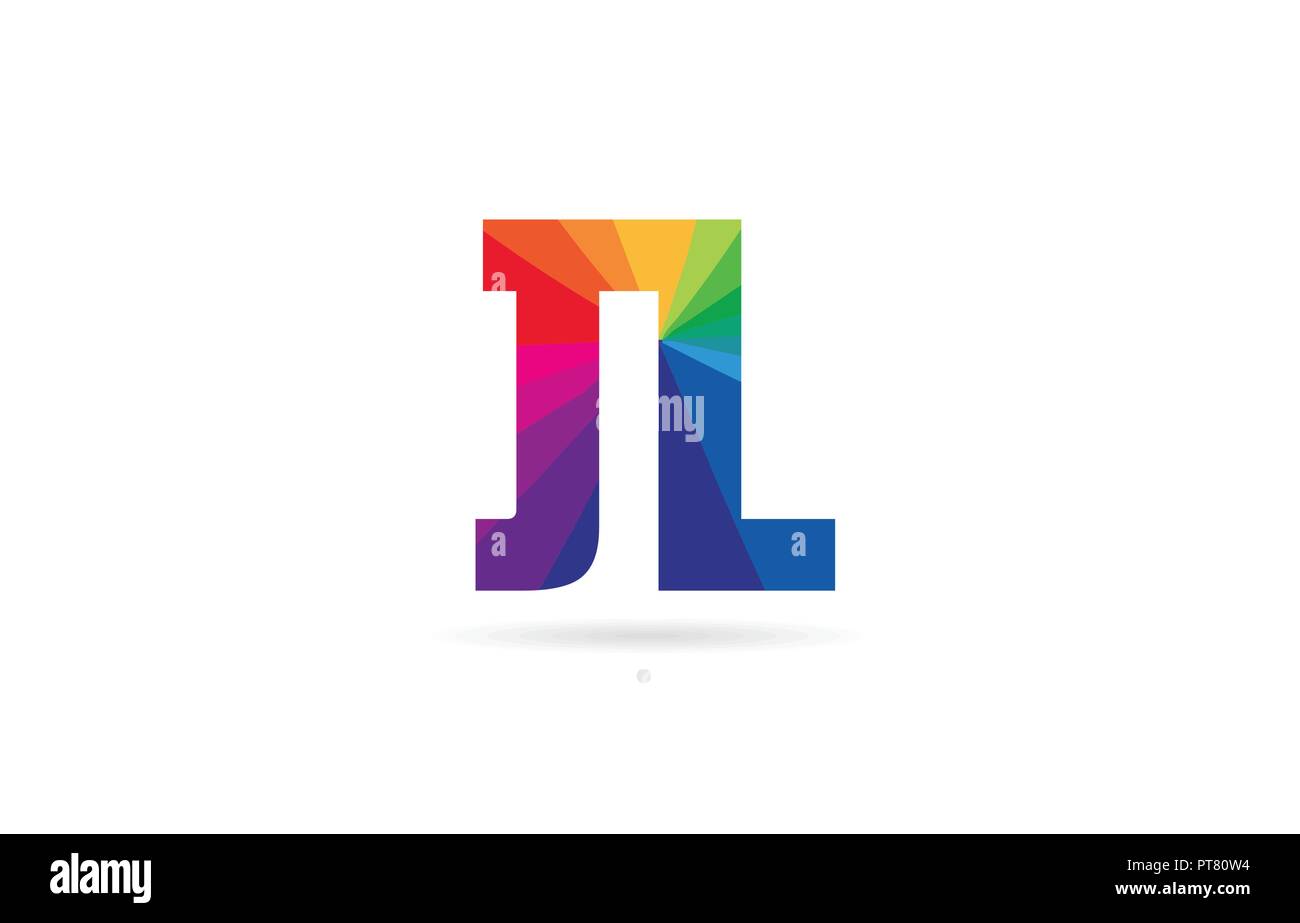 alphabet letter jl j l logo combination design with rainbow colors suitable for a company or business Stock Vector