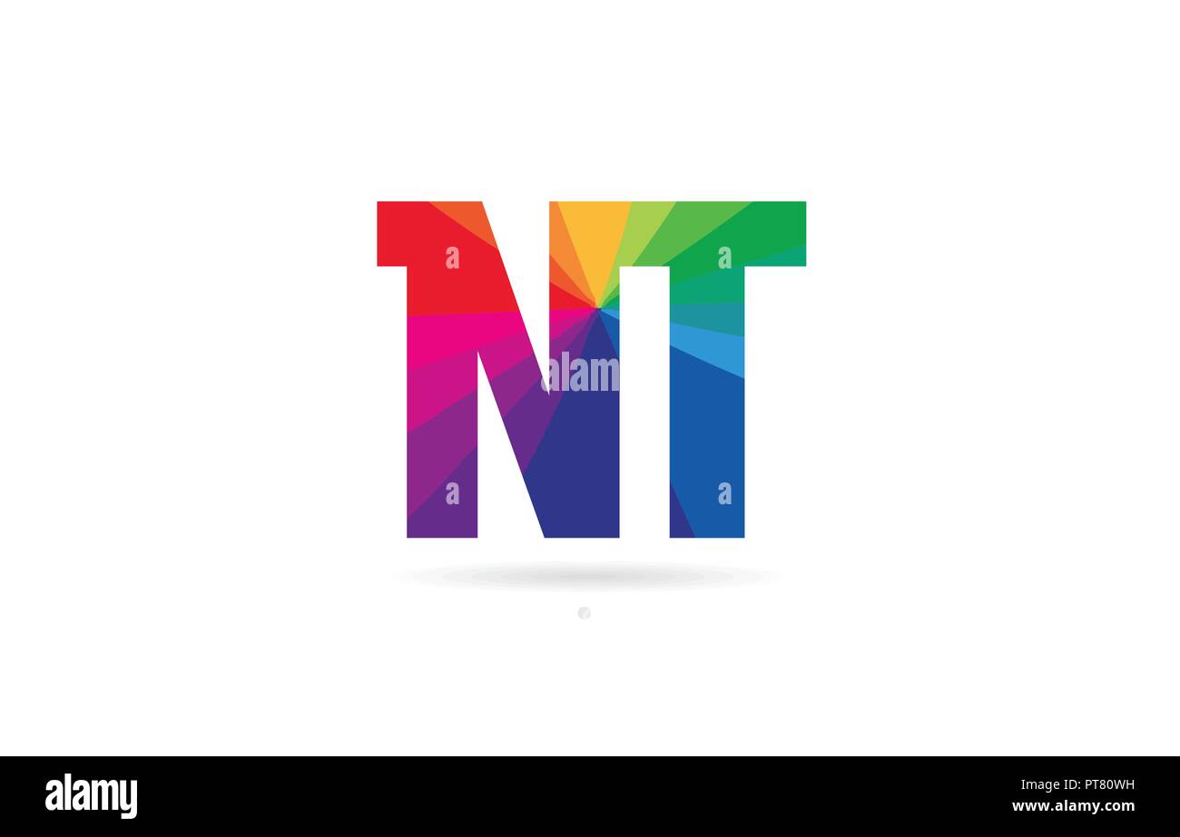 alphabet letter nt n t logo combination design with rainbow colors suitable for a company or business Stock Vector