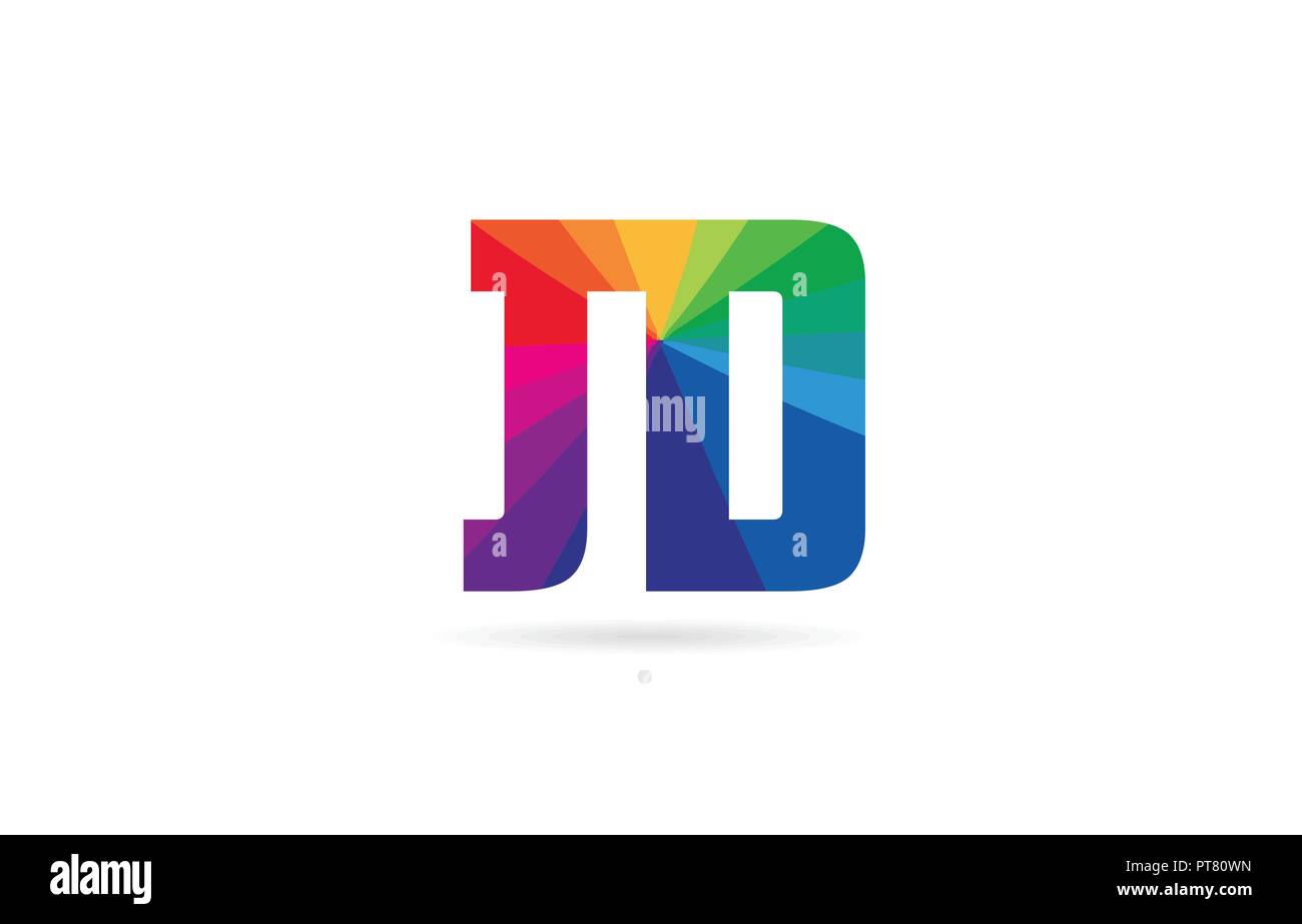 alphabet letter jd j d logo combination design with rainbow colors suitable for a company or business Stock Vector