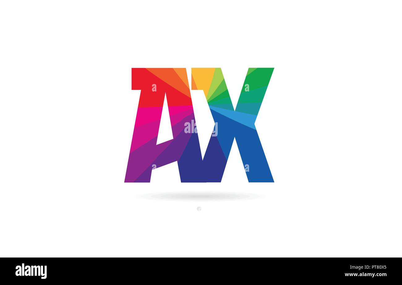 alphabet letter ax a x logo combination design with rainbow colors suitable for a company or business Stock Vector