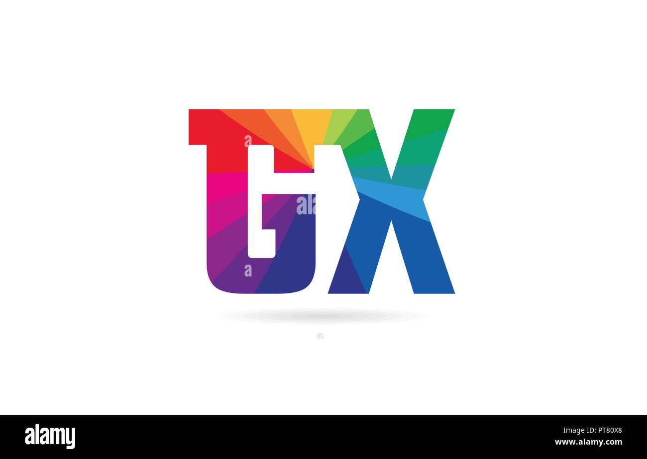 alphabet letter gx g x logo combination design with rainbow colors ...
