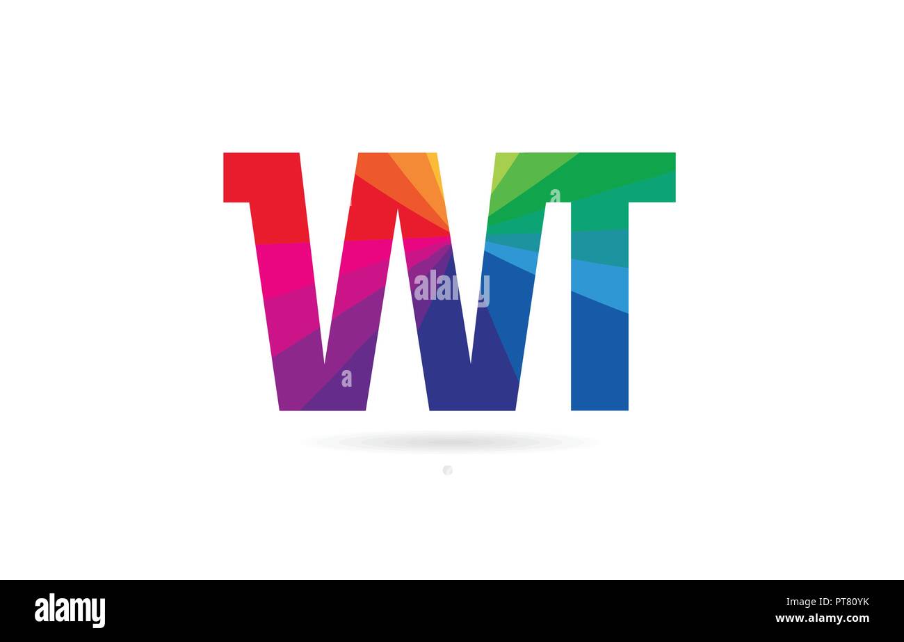 alphabet letter wt w t logo combination design with rainbow colors suitable for a company or business Stock Vector