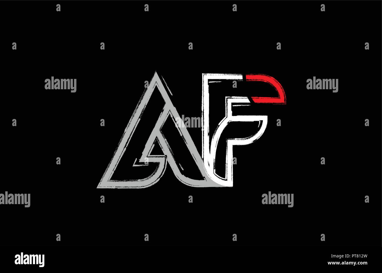 grunge alphabet letter combination af a f logo design in white red and ...