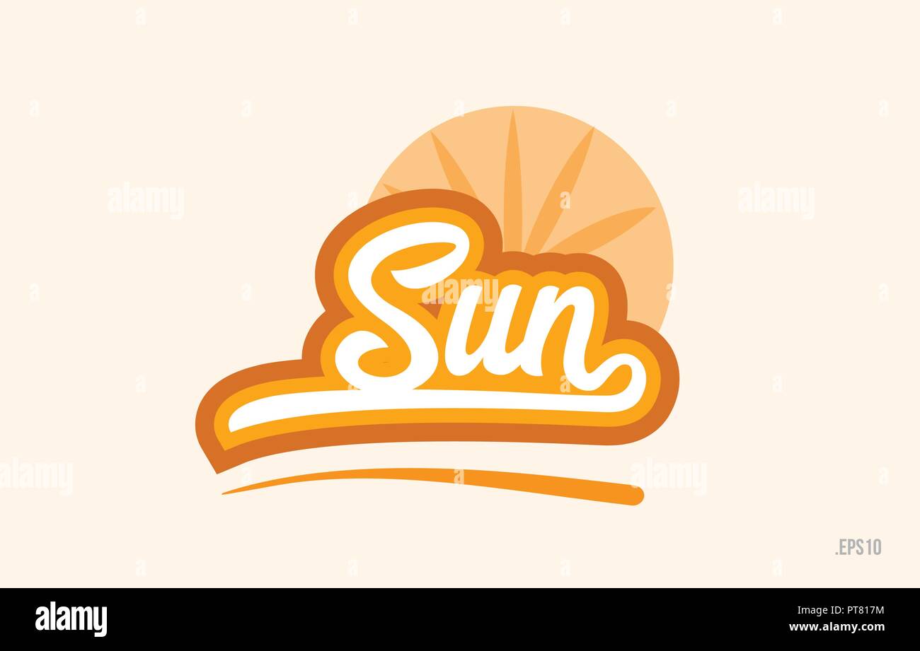 sun word with orange color suitable for card icon or typography logo ...