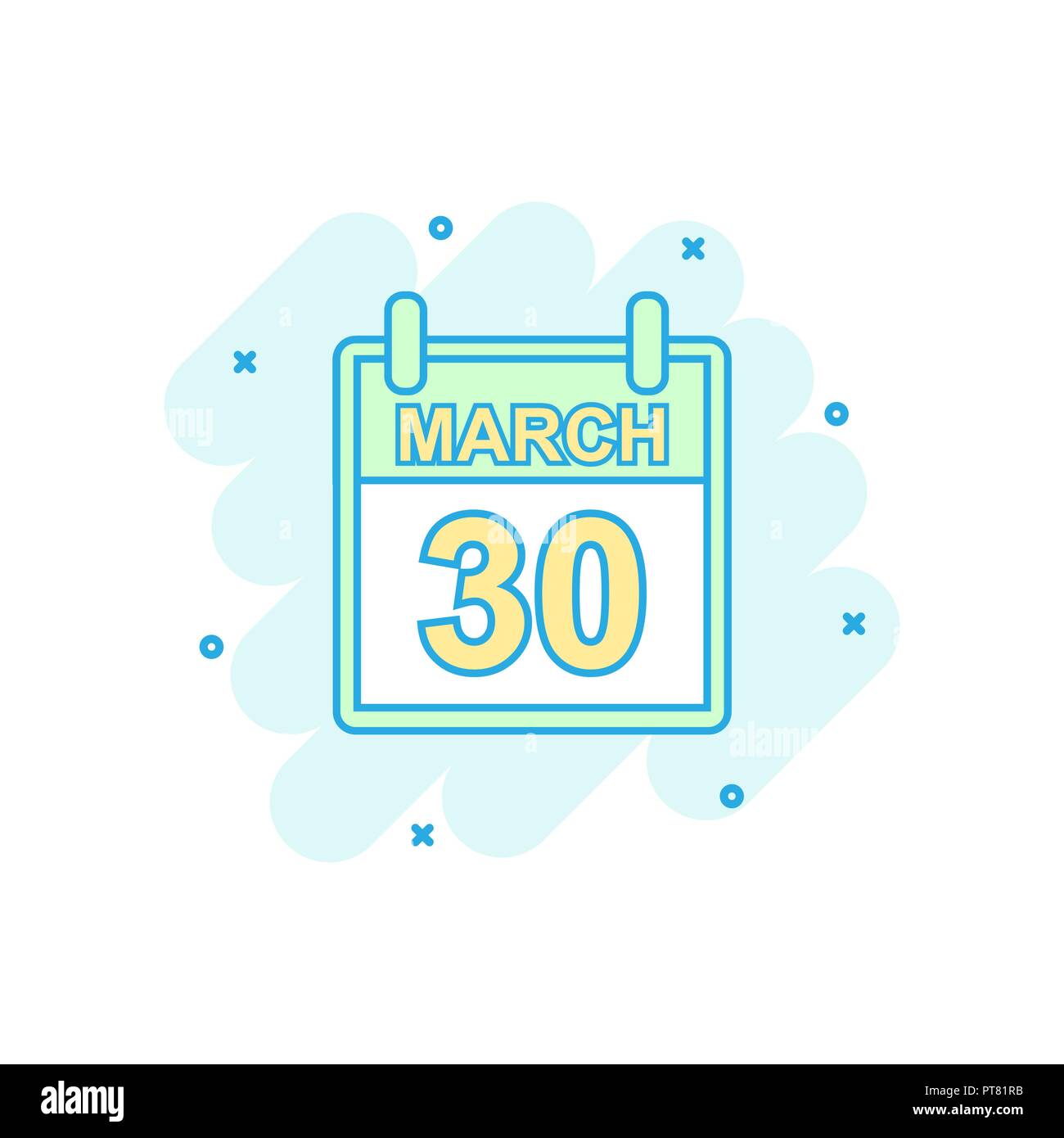 Cartoon colored march 30 calendar icon in comic style Calendar Cartoon colored march 30 calendar icon in comic style Calendar
