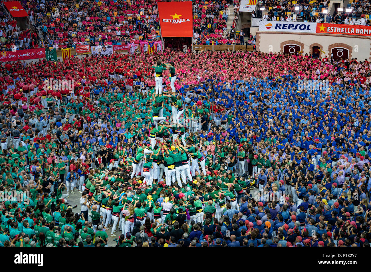 Tarragona, Spain. October 2018 Castells Performance in the XXVII