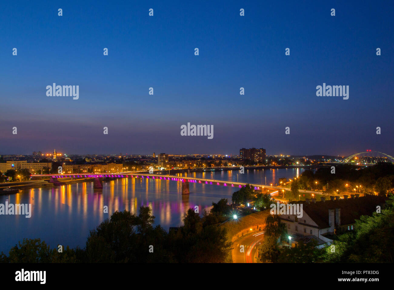 Novi Sad town on the river Danube photographed from Petrovaradin