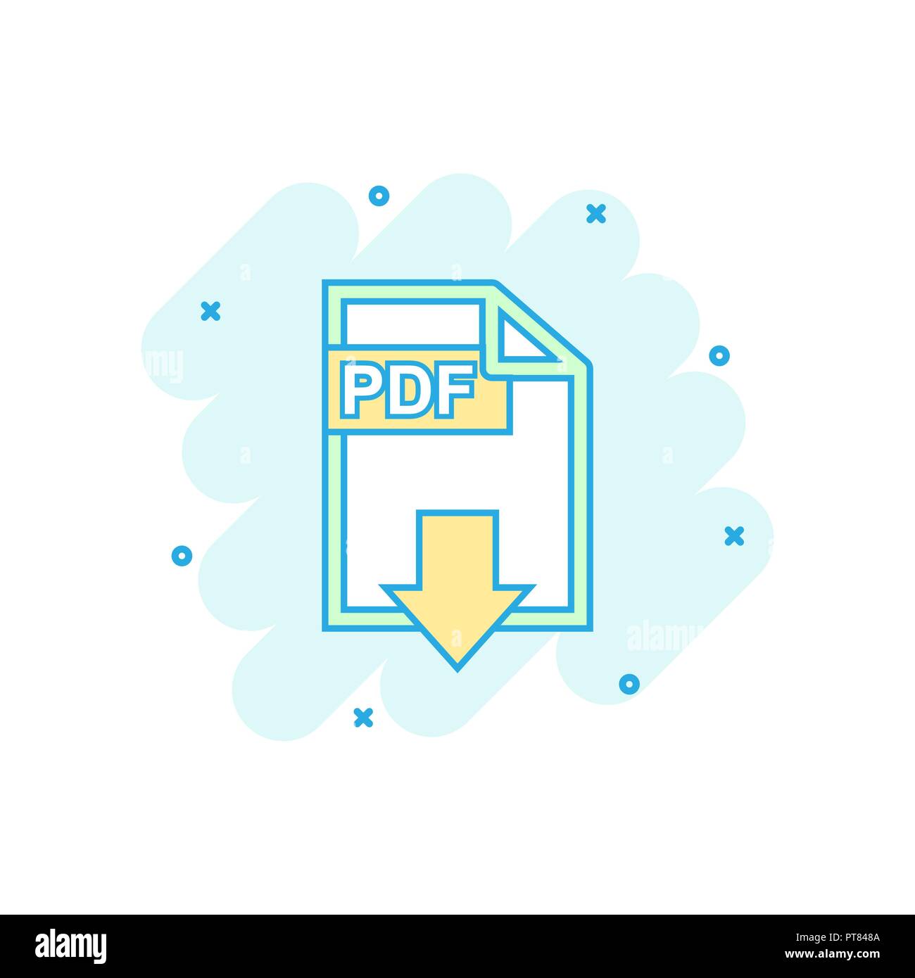Cartoon colored PDF download icon in comic style. PDF illustration ...