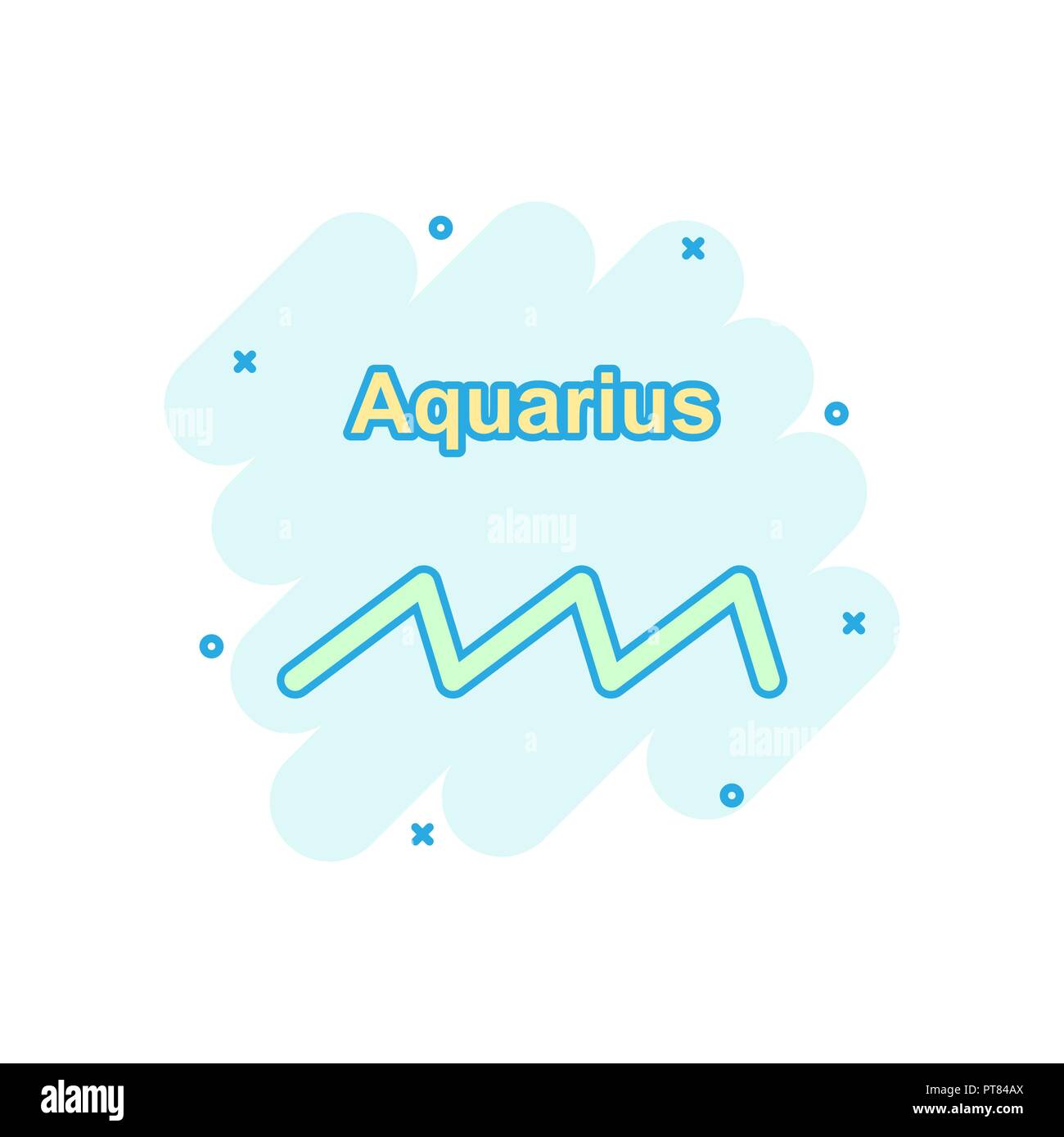 Vector cartoon aquarius zodiac icon in comic style. Astrology sign ...