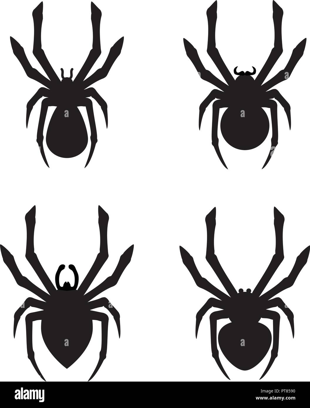 vector set of spider icons. collection of cartoon spiders isolated on white background Stock Vector