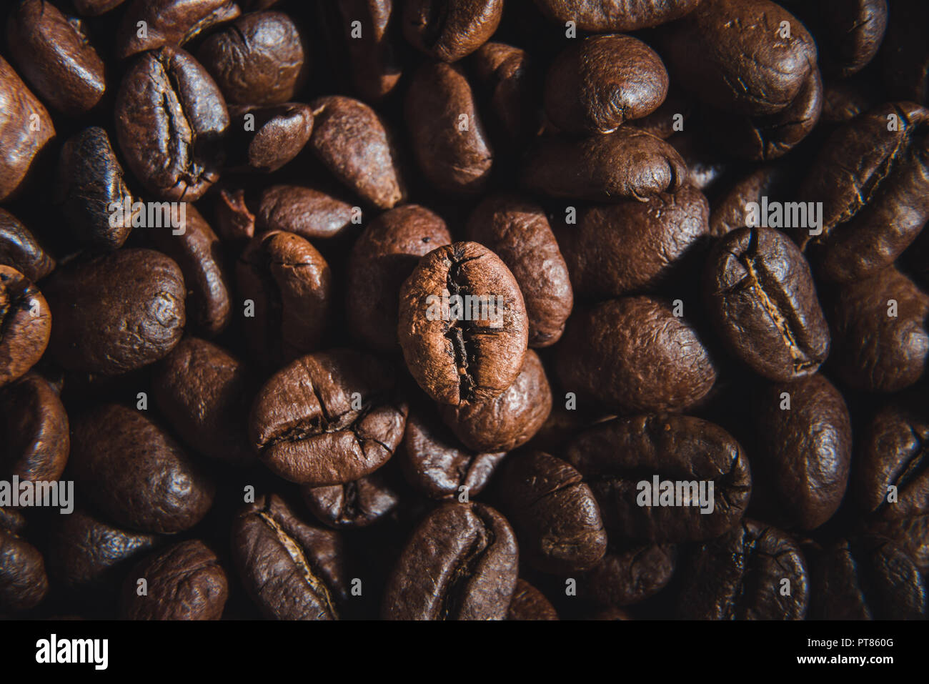 Close up coffee beans background with texture Stock Photo