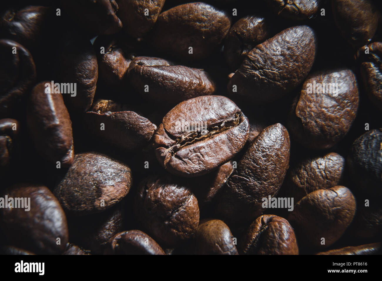 Close up coffee beans background with texture Stock Photo