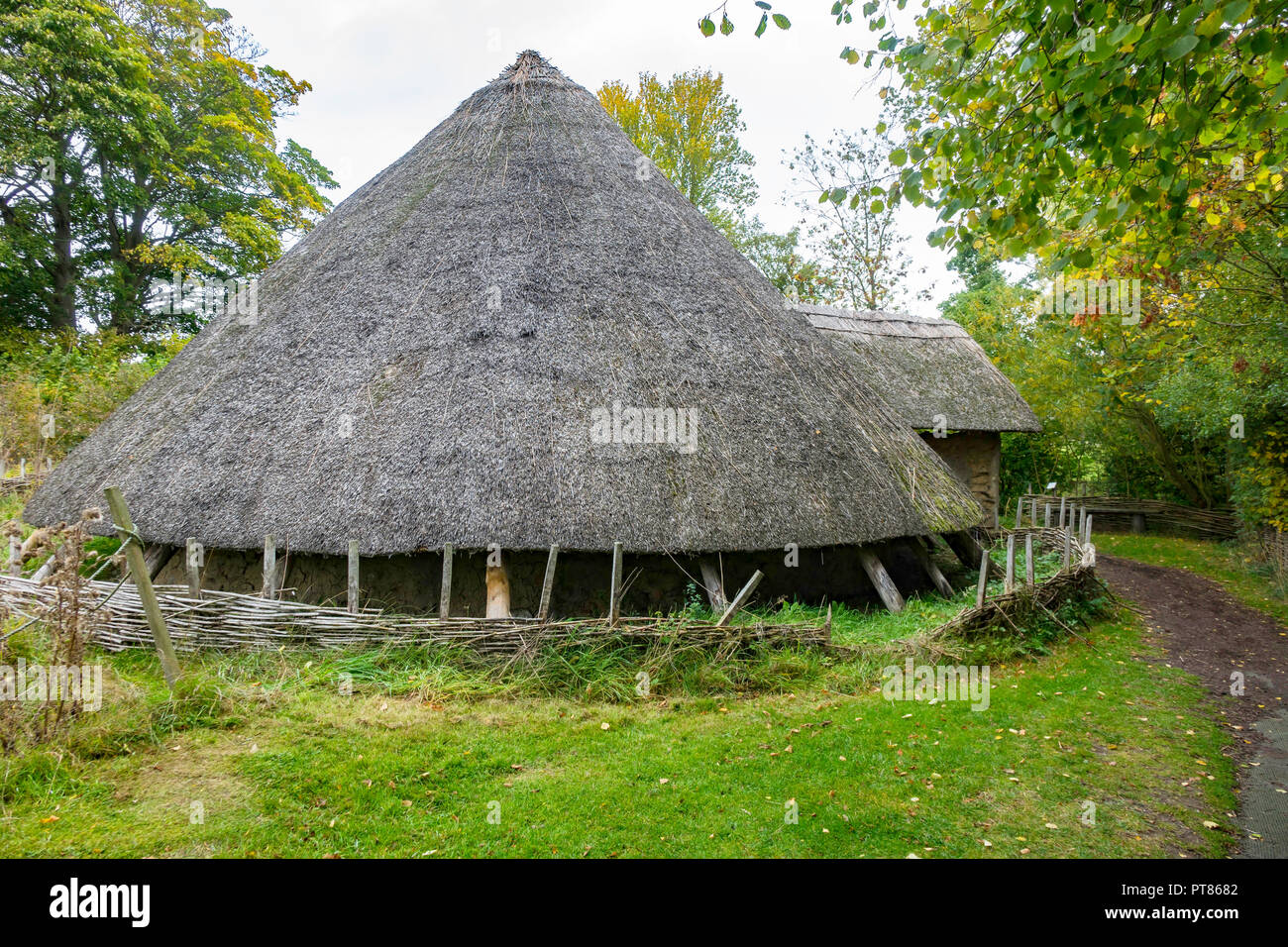 A reconstruction of an Iron Age Roundhouse used from the 7th century BC