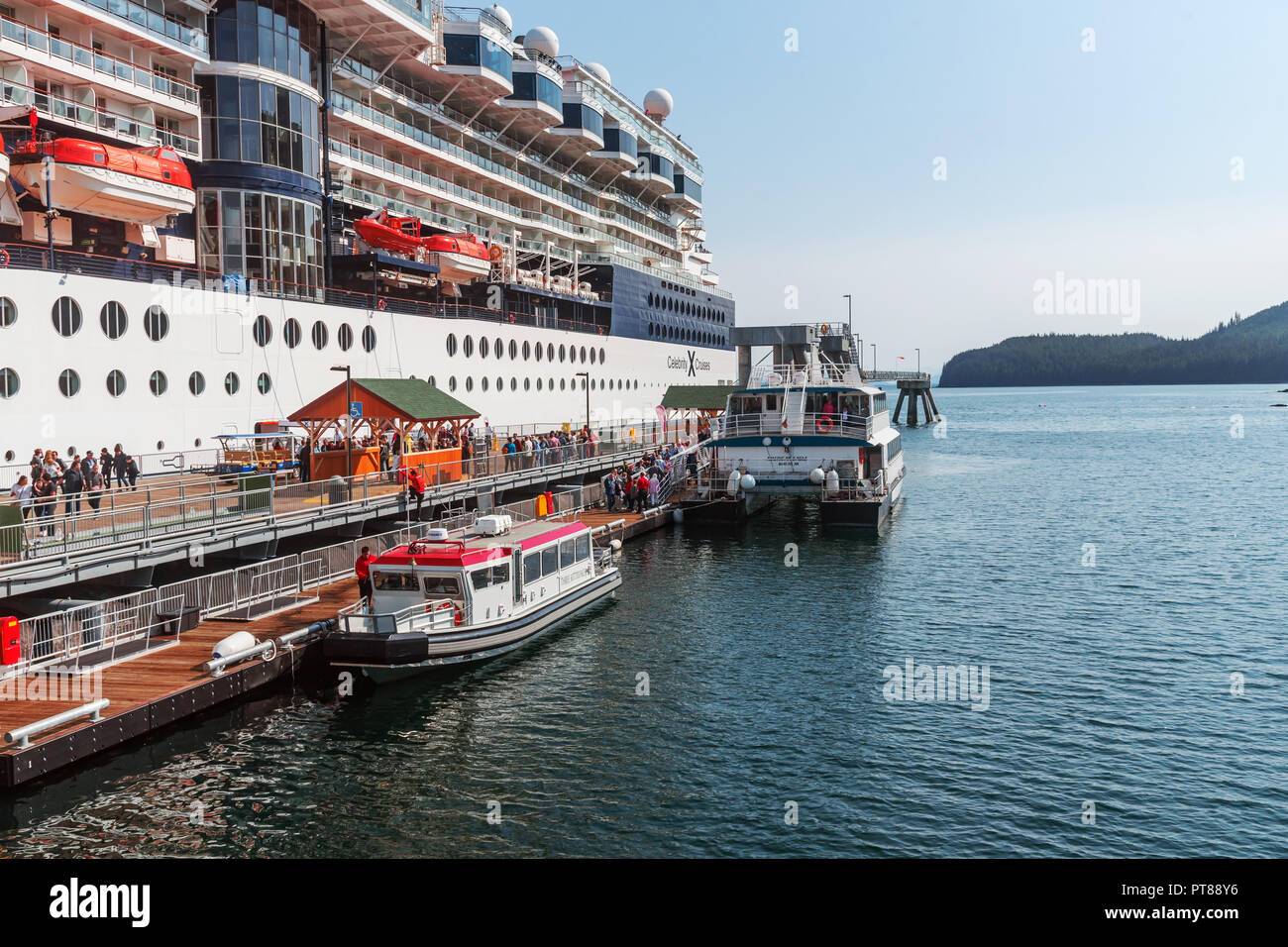 Cruise Ship Arrive At Icy Strait Point Hoonah Alaska Stock Photo Alamy