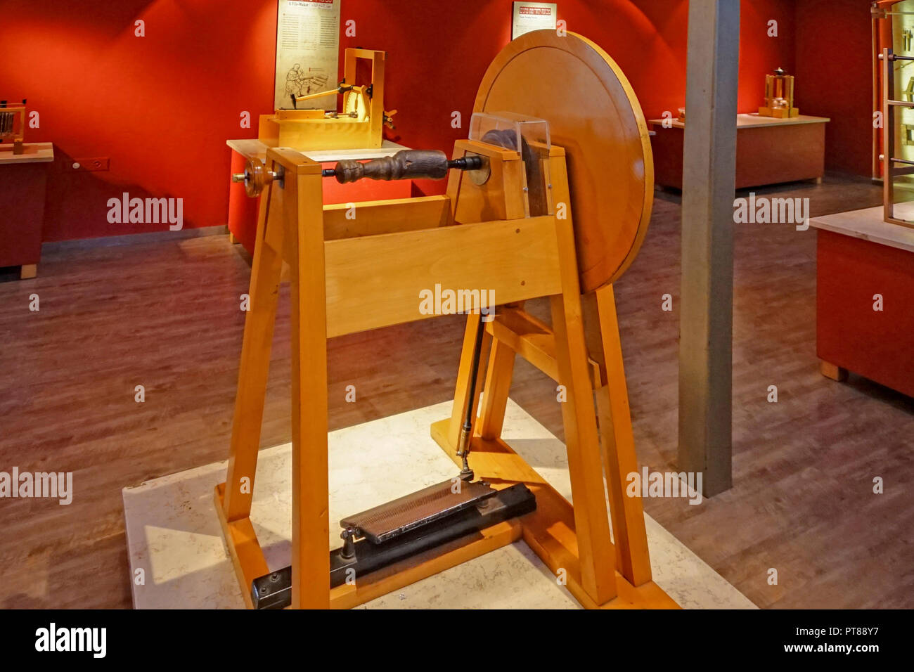 Exhibit based on the design and drawings of Leonardo Da Vinci recreated to display in the Haifa Science Museum, Israel Stock Photo