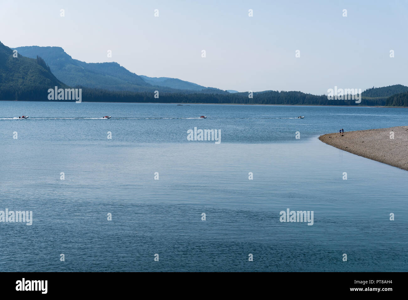 Motor boats on Hoonah Harbor, Icy Strait Point landscape , Hoonah