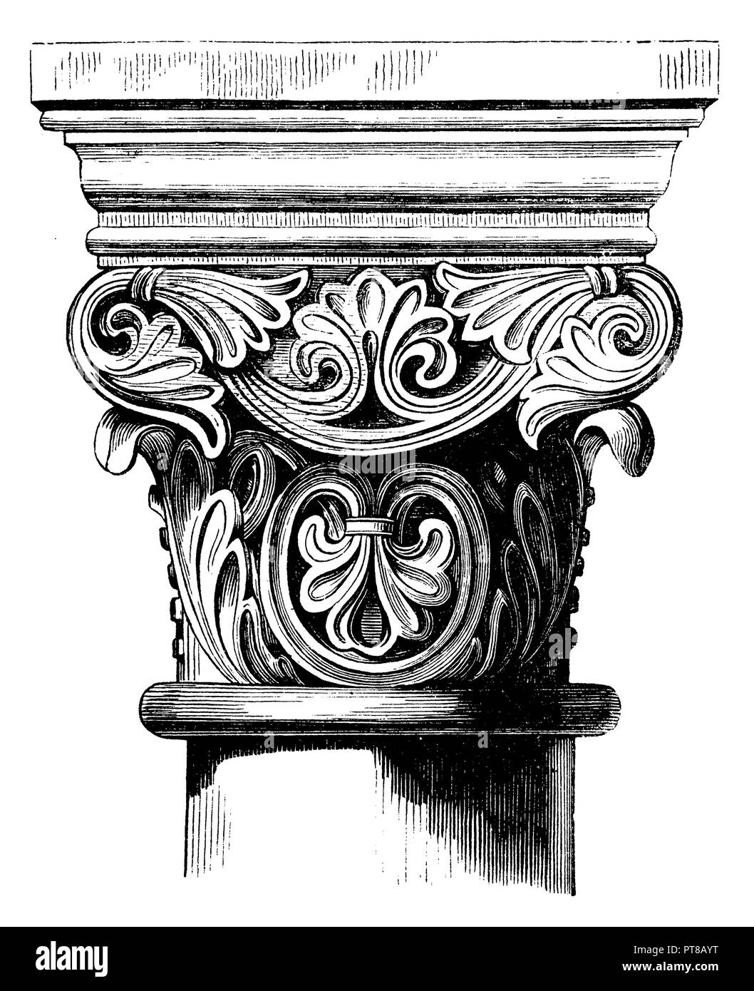 Capital from the monastery church in Denkendorf,   1870 Stock Photo
