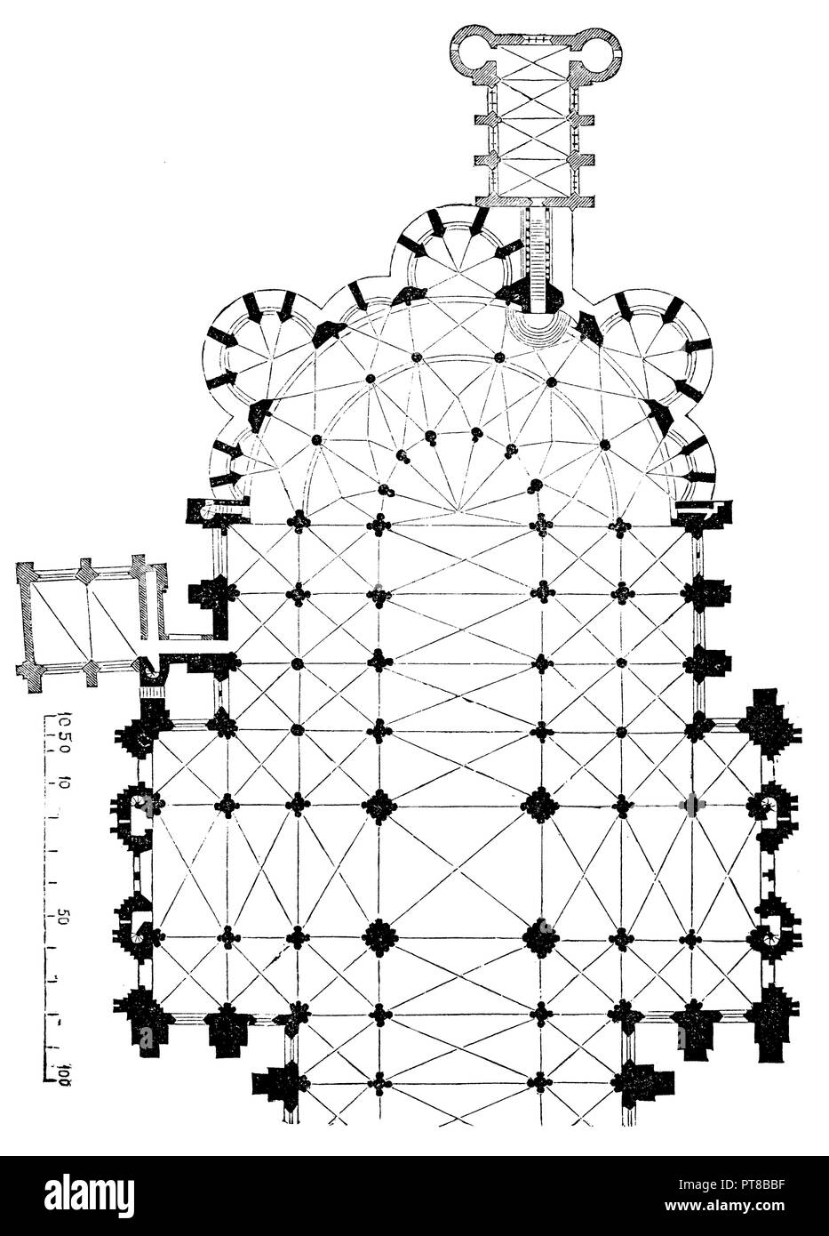 Chartres Cathedral Floor Plan Of The Choir 1870 Stock Photo