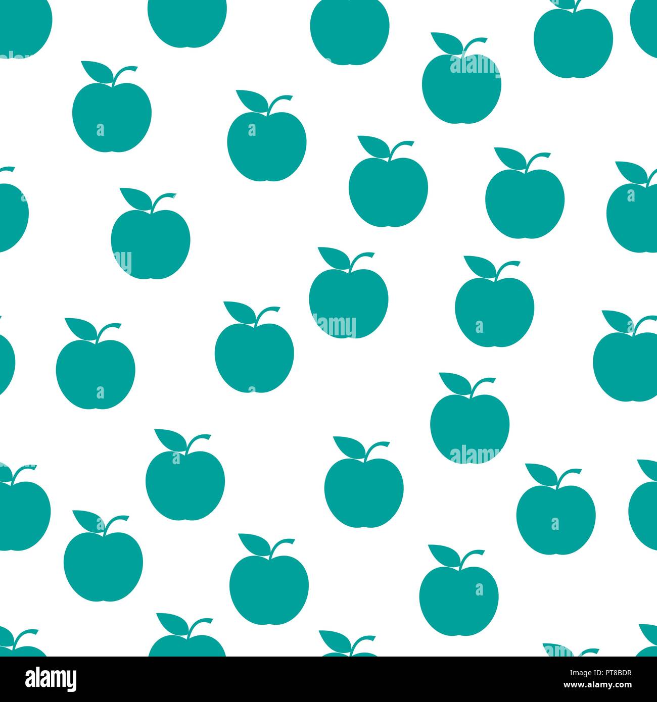 Seamless pattern from green ripe apples with a leaf on a white ...