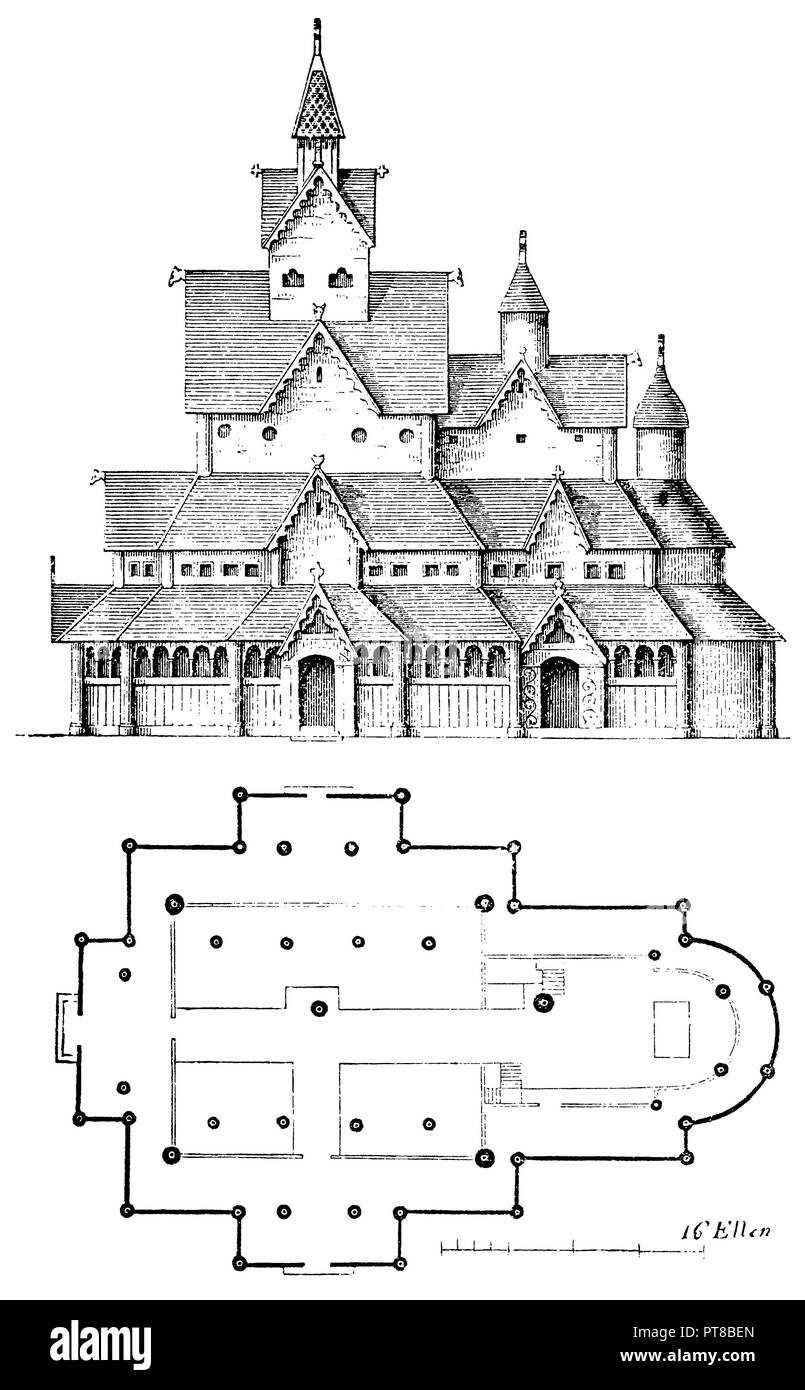 Church of Hitterdal, 1870 Stock Photo Alamy