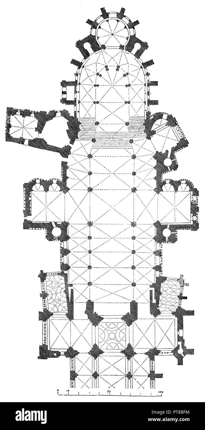 Canterbury Cathedral Floor Plan Of The Eastern Parts 1870 Stock