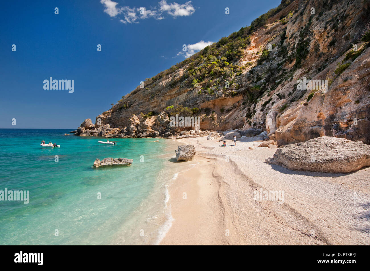 Cala Mariolu beach and the coast near Cala Gonone, Dorgali, Sardinia, Italy Stock Photo