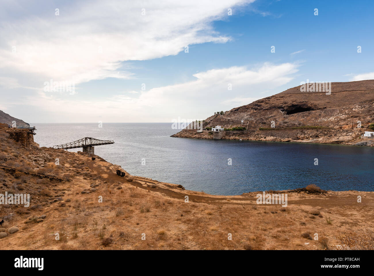 The area of Megalo Livadi and remains of mines. Serifos island, Greece Stock Photo