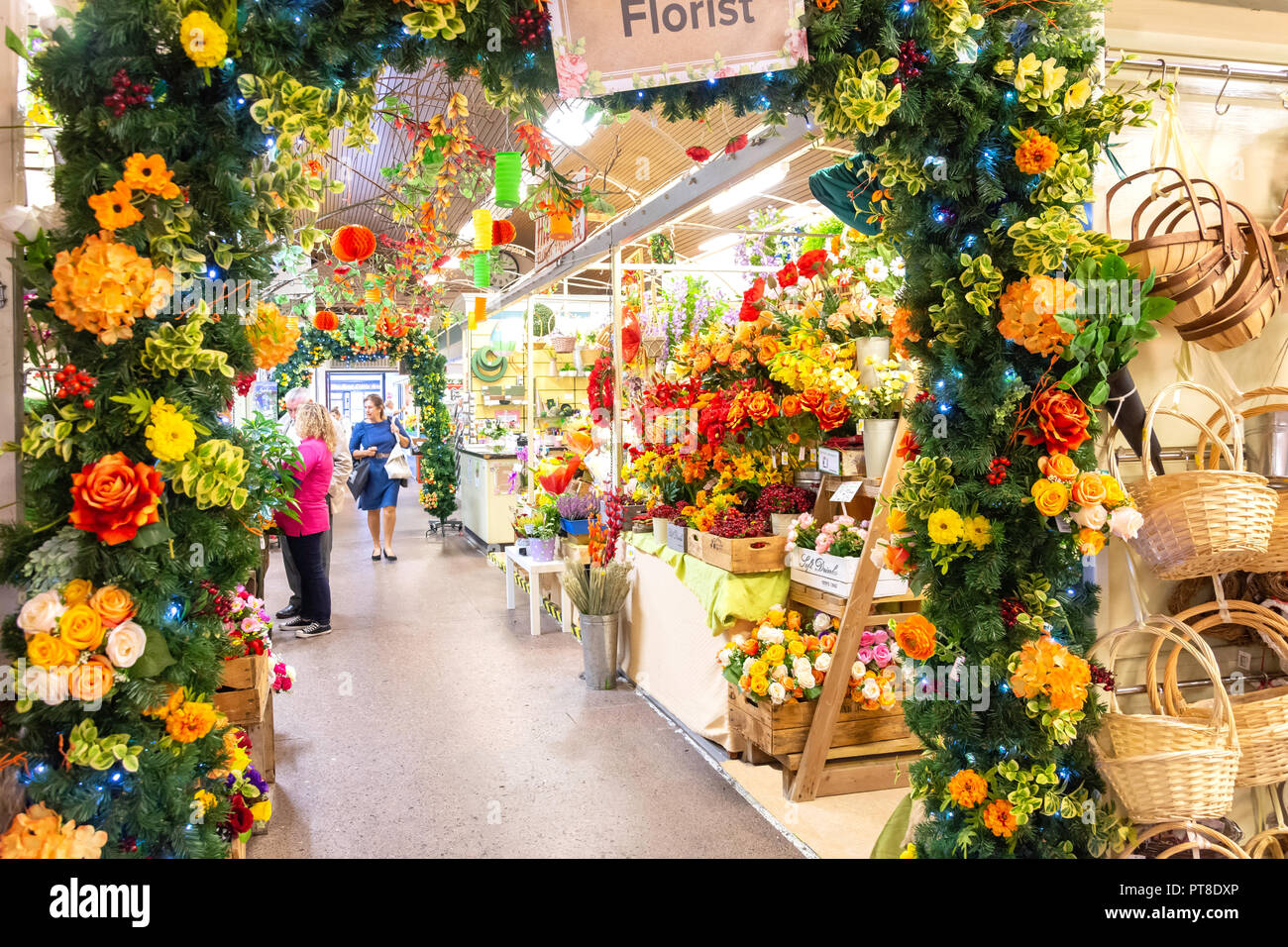 Florist stall, Hereford Butter Market, Market Hall, High Street