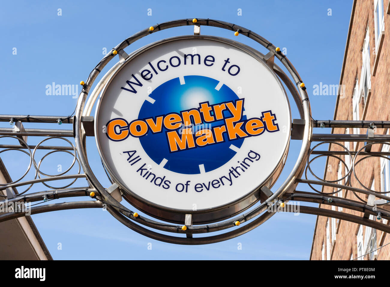 Entrance sign, Coventry Market, Coventry, West Midlands, England, United Kingdom Stock Photo