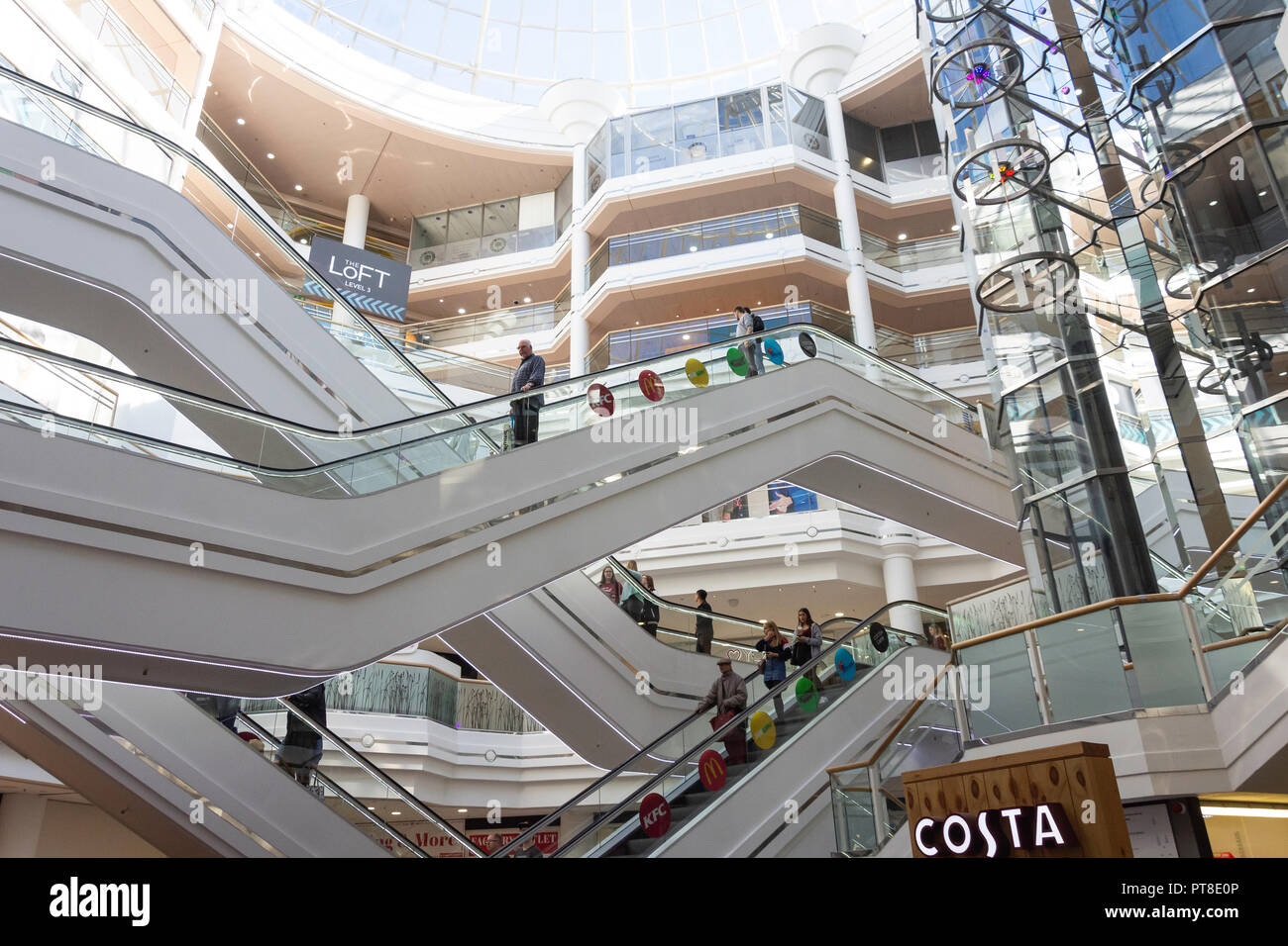 Interior atrium of West Orchards Shopping Centre, Coventry, West Midlands, England, United Kingdom Stock Photo