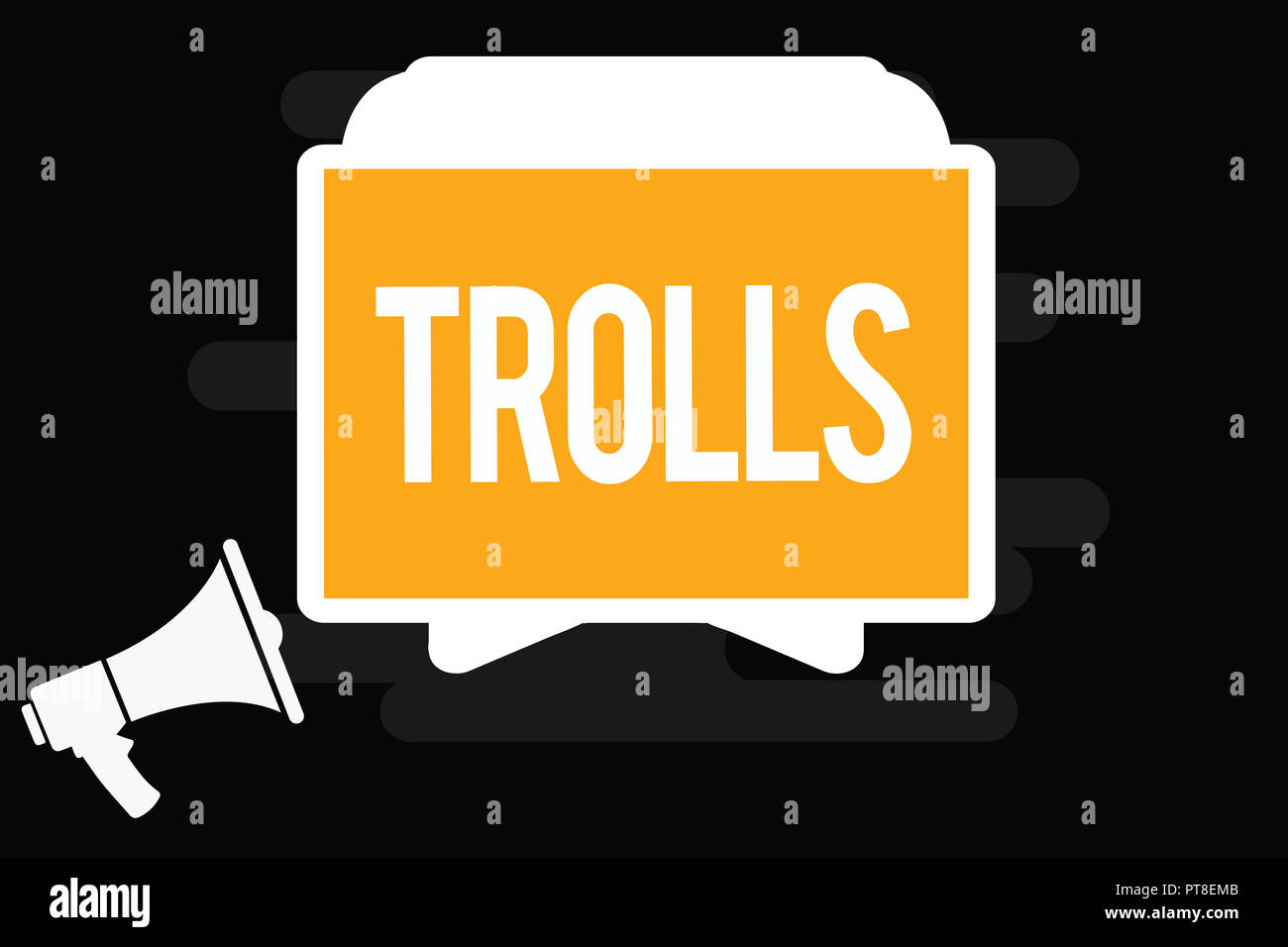Handwriting text Trolls. Concept meaning Internet slang troll person who starts upsets people on Internet. Stock Photo