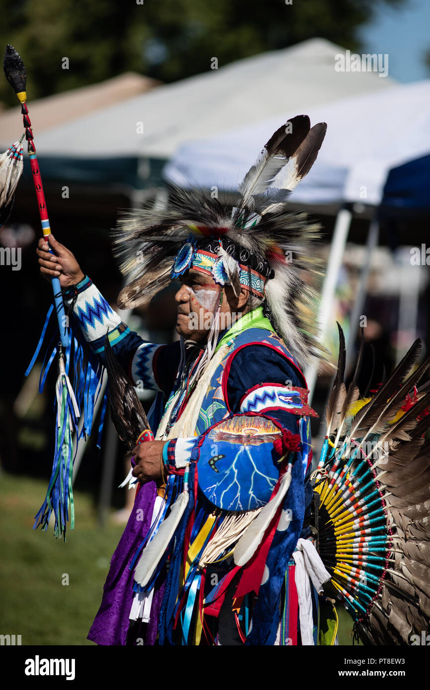 Participants dancing Native American style at the Stillwater Pow Wow in