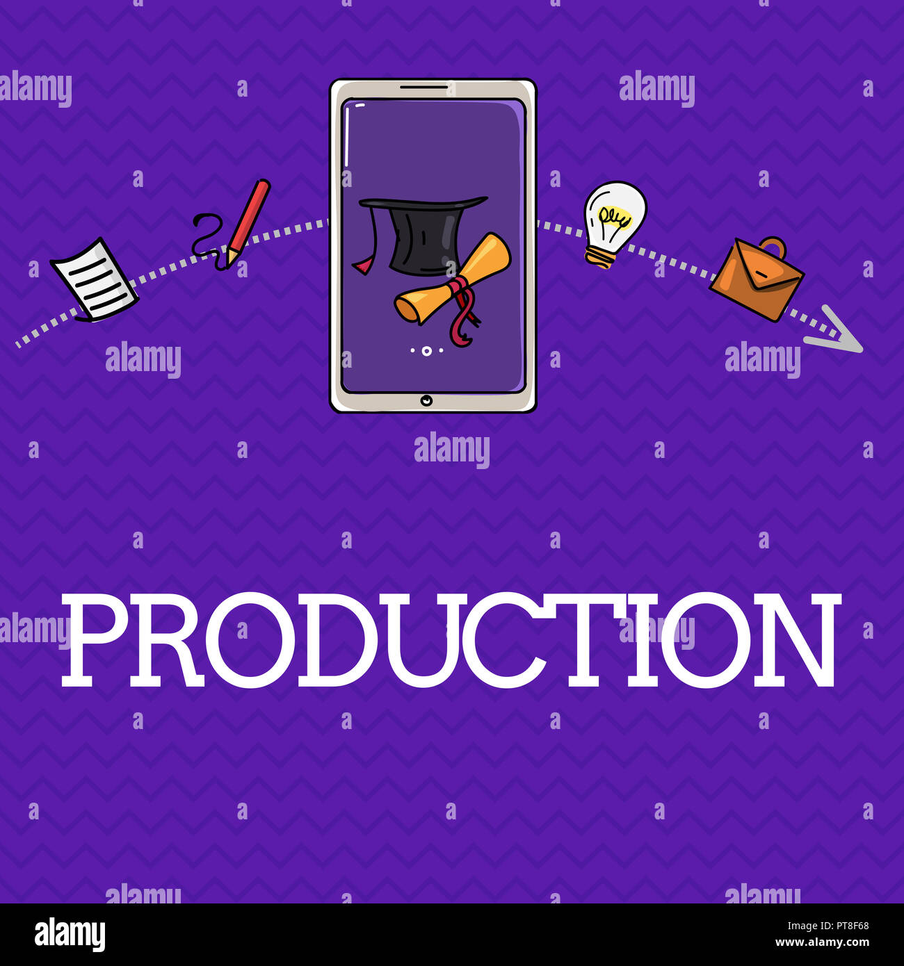 Handwriting text Production. Concept meaning Action of making or 