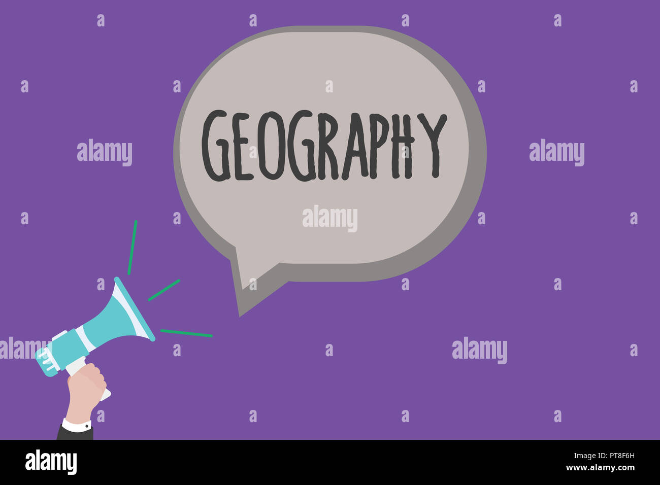 Handwriting text Geography. Concept meaning study of physical features of earth and its atmosphere nature. Stock Photo