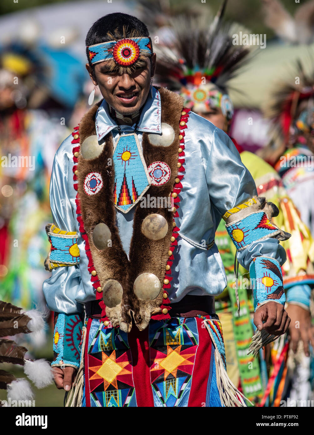 Participants dancing Native American style at the Stillwater Pow Wow in