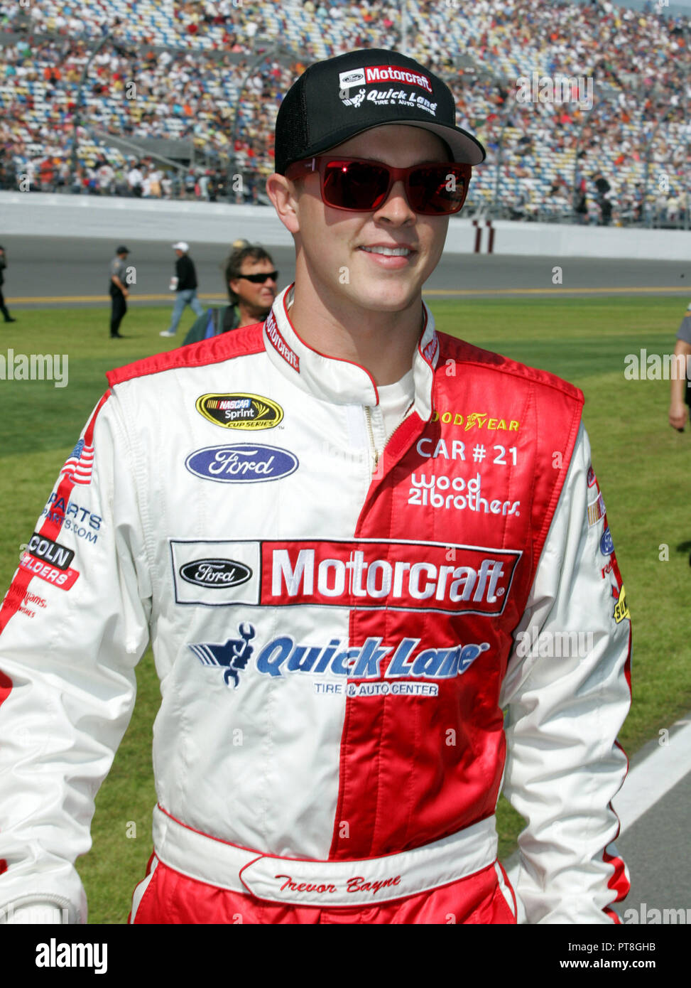 Trevor Bayne waits on pit road for the start of the NASCAR Sprint Cup
