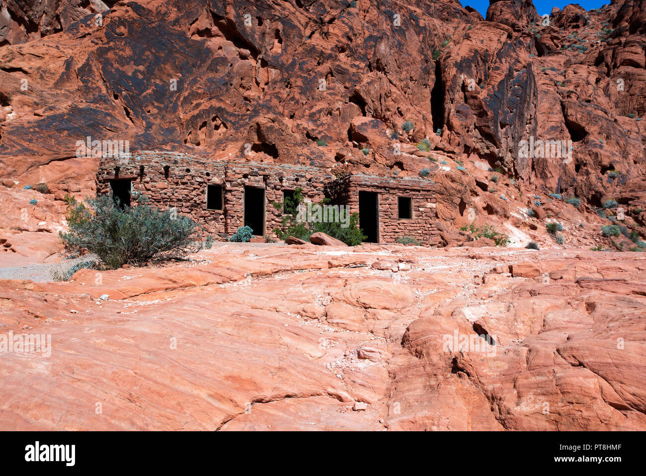 Old Cabins At Valley Of Fire State Park In Nevada Stock Photo