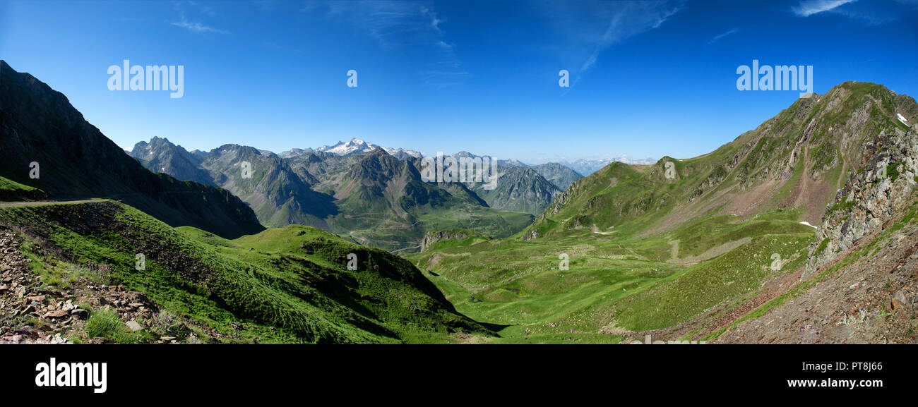 panorama of Col du Tourmalet in pyrenees mountains Stock Photo