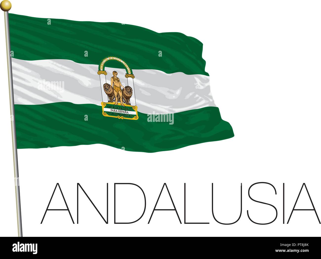 Andalusia official regional flag, Spain, vector illustration Stock Vector