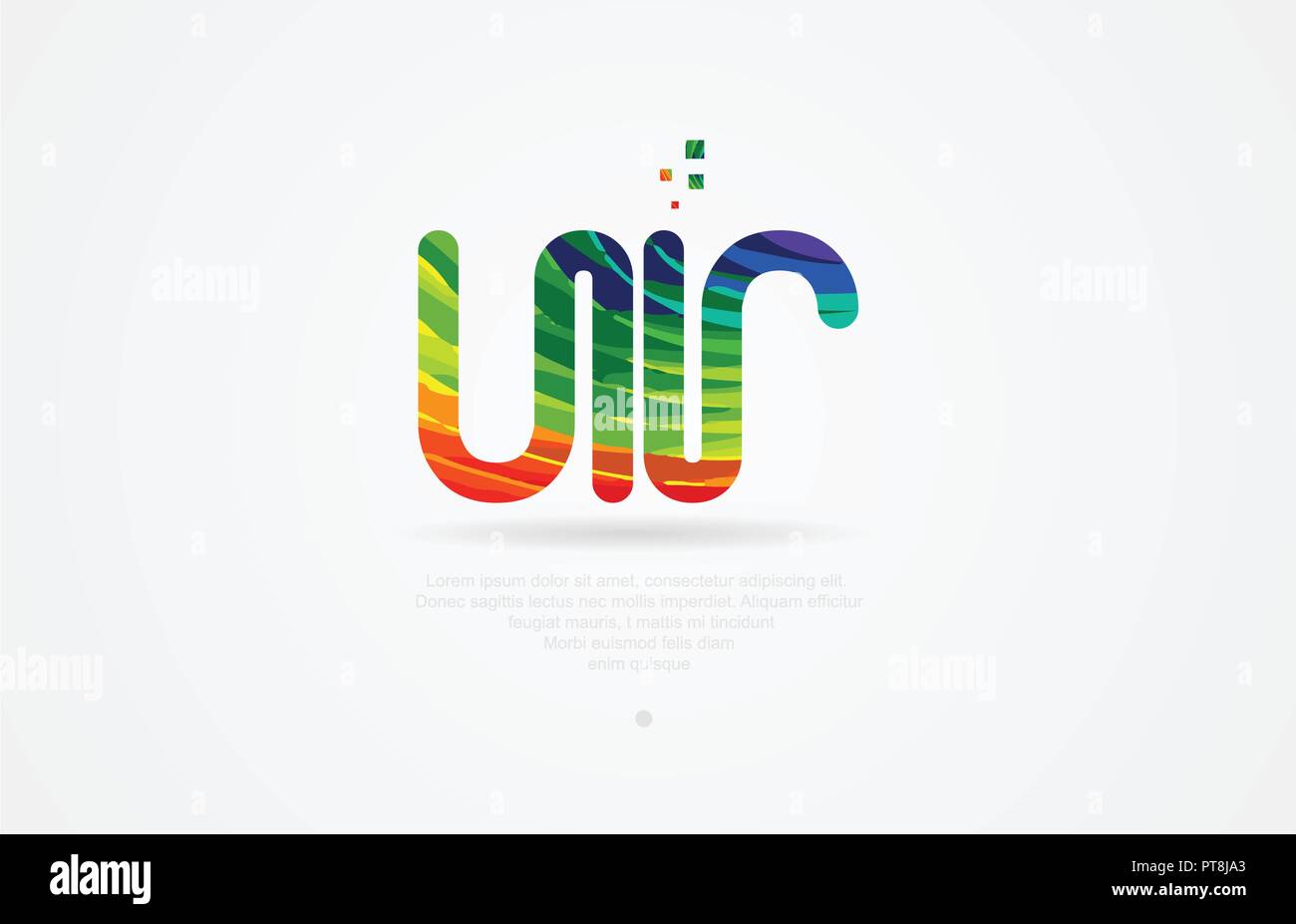 ur u r alphabet letter logo icon combination design with rainbow color Stock Vector