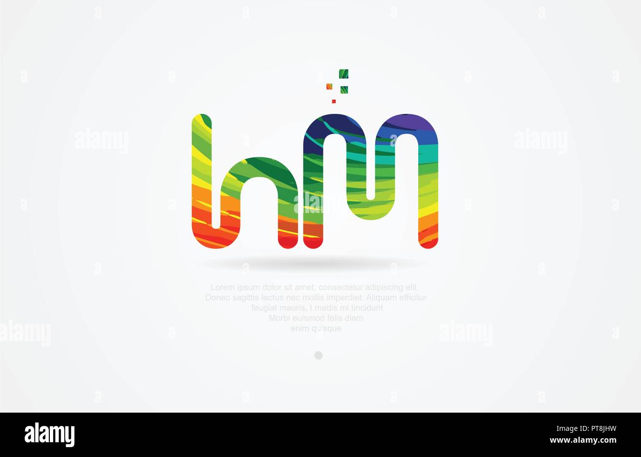 hm h m alphabet letter logo icon combination design with rainbow color Stock Vector
