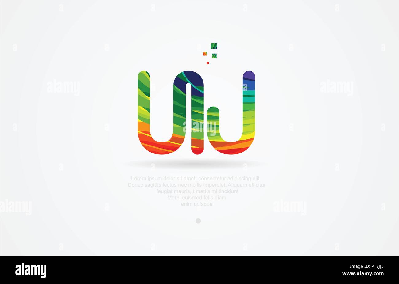 uj u j alphabet letter logo icon combination design with rainbow color Stock Vector