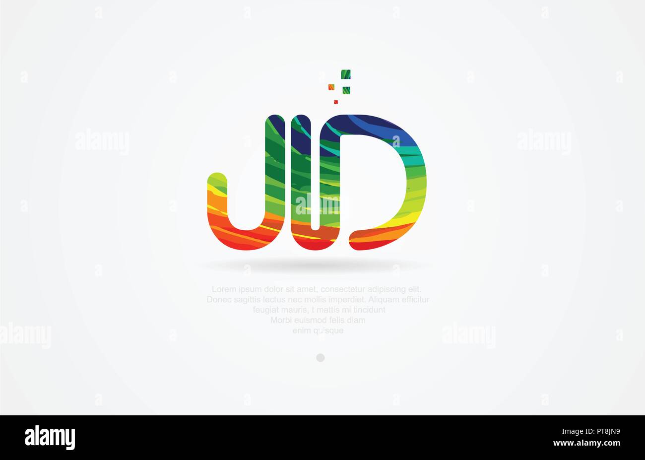 jd j d alphabet letter logo icon combination design with rainbow color Stock Vector