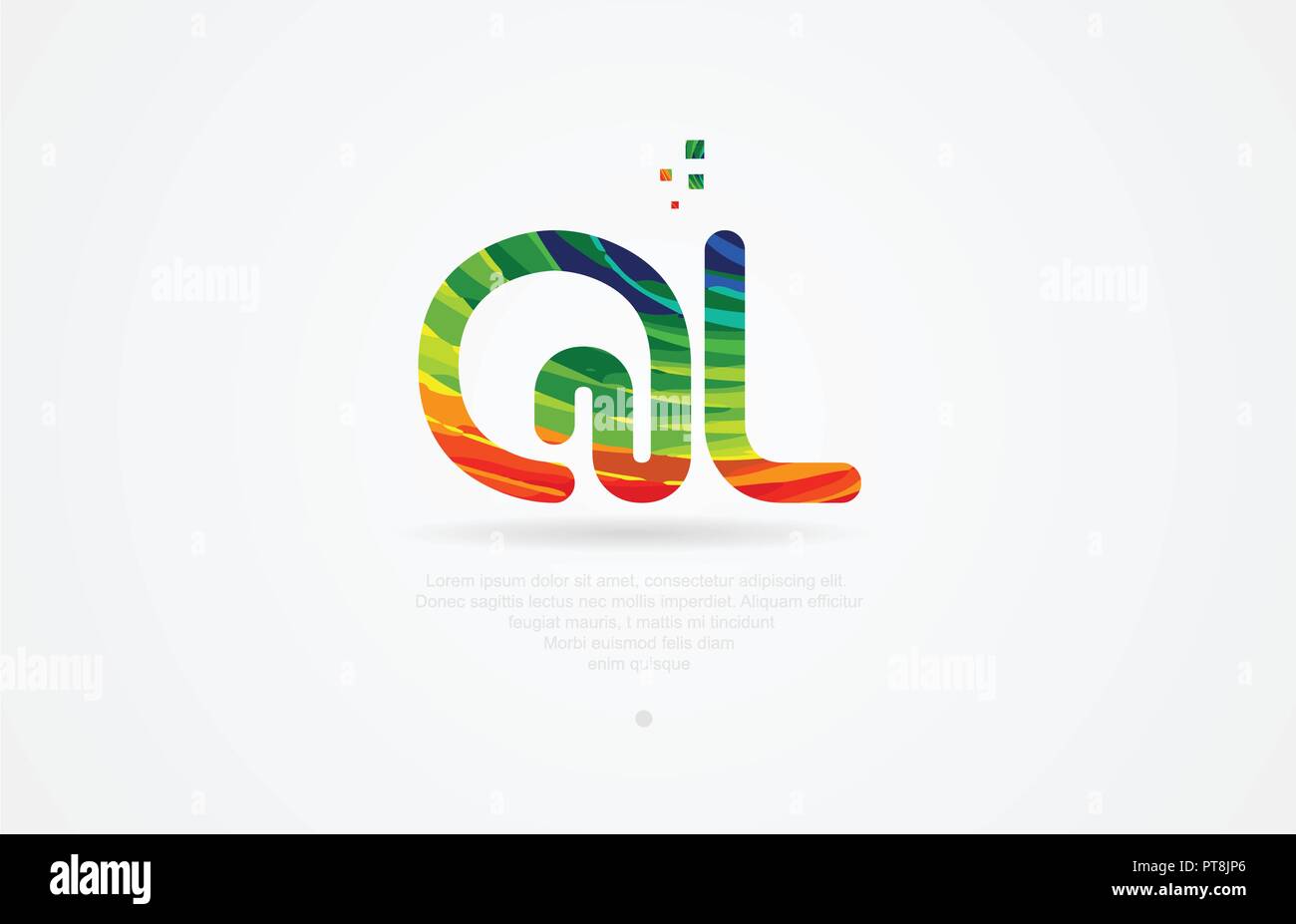 ql q l alphabet letter logo icon combination design with rainbow color Stock Vector