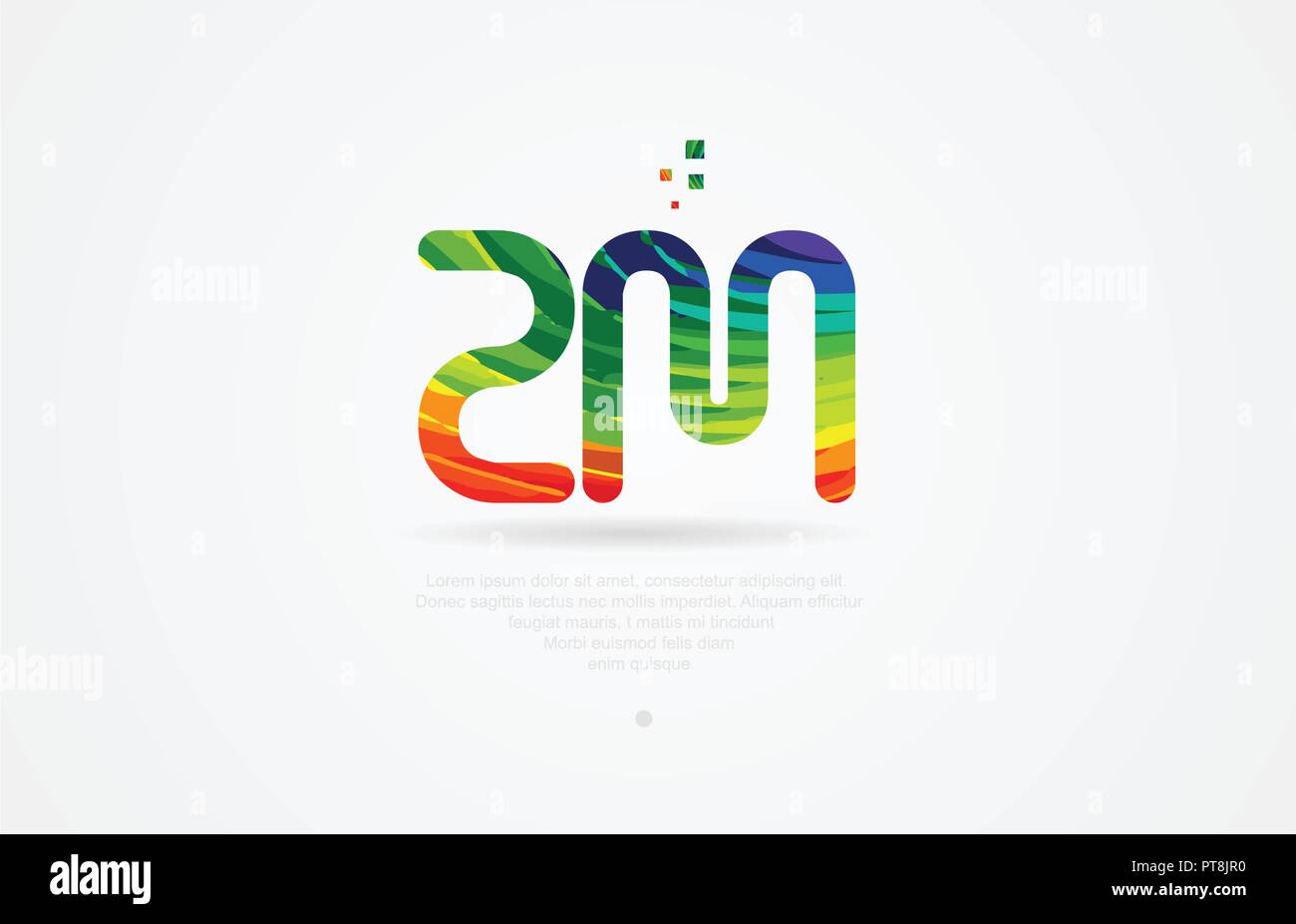zm z m alphabet letter logo icon combination design with rainbow color Stock Vector