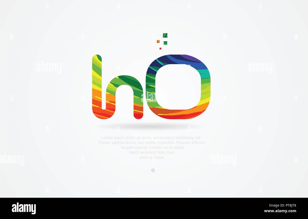 ho h o alphabet letter logo icon combination design with rainbow color Stock Vector