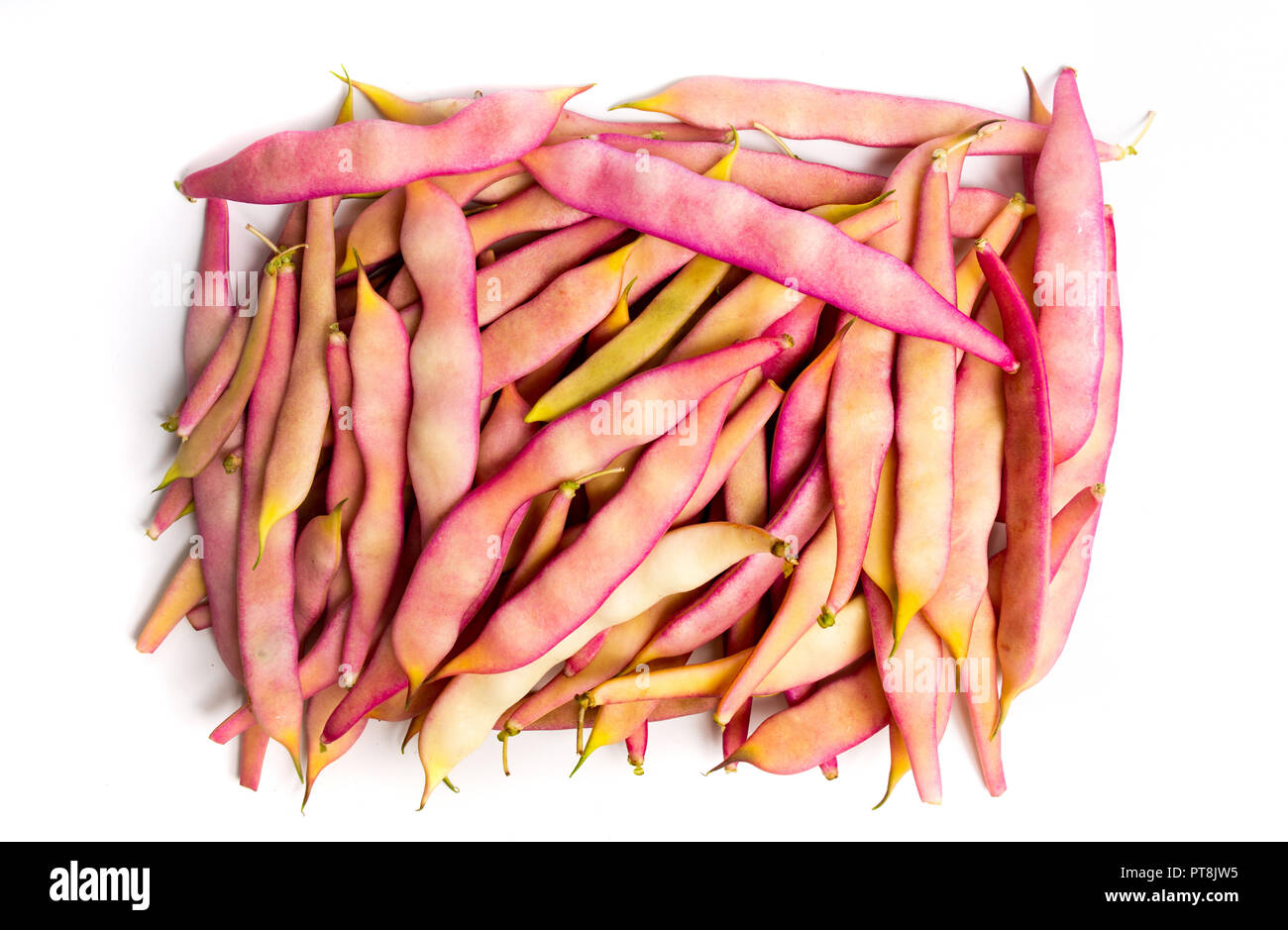 Purple beans on a pile, organic healthy food abstract Stock Photo