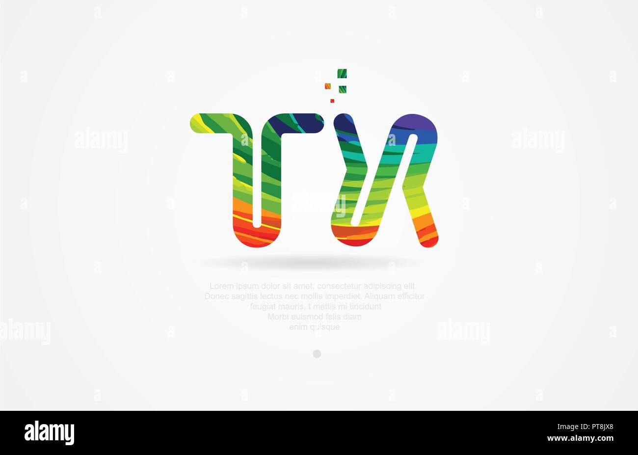 tx t x alphabet letter logo icon combination design with rainbow color Stock Vector
