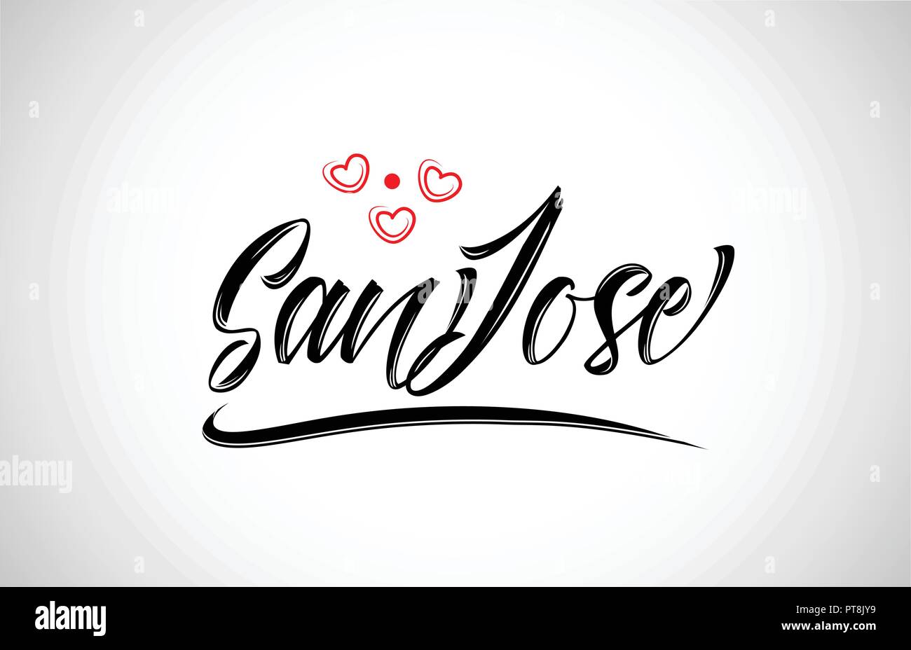 san jose city text design with red heart typographic icon design suitable for touristic promotion Stock Vector