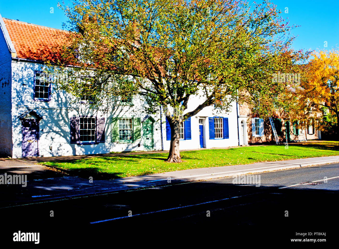 Period Houses overlooking Clifton Green, Water End, York, England Stock